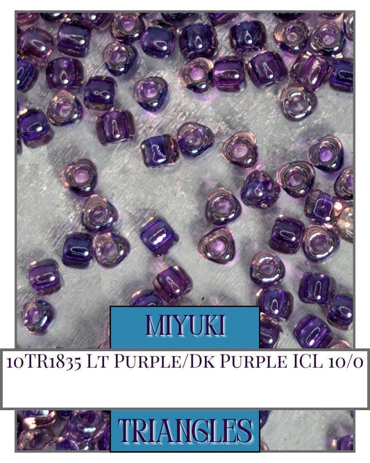 Miyuki Triangle Beads – Size 10/0 Purple Seed Beads with Sparkle ICL Finish