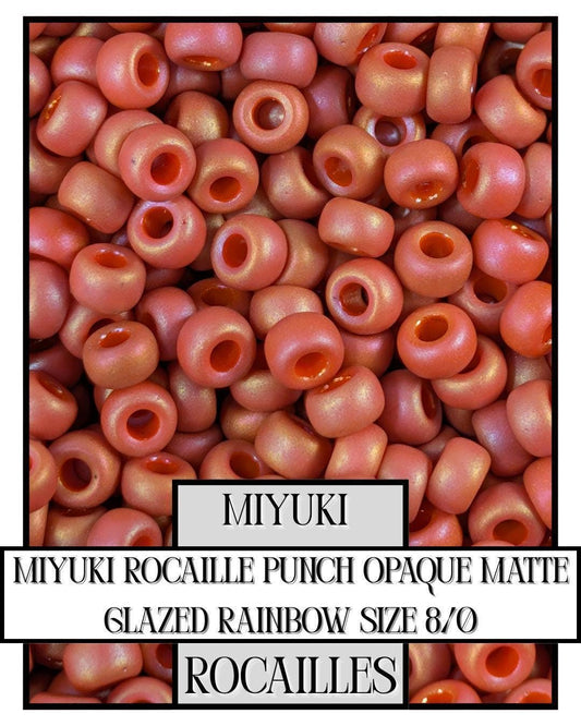Miyuki Rocaille Beads – Opaque Rainbow Glaze, Matte Finish, Size 8/0 Seed Beads