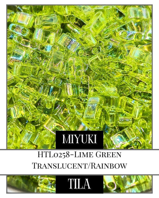 Miyuki Tila Beads - Lime Green 2-Hole Flat Seed Beads for Jewelry Making