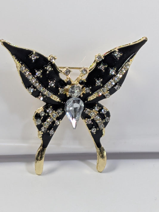 Black Gold Butterfly Brooch – Elegant Jewelry Accessory | Unique Gift Idea
