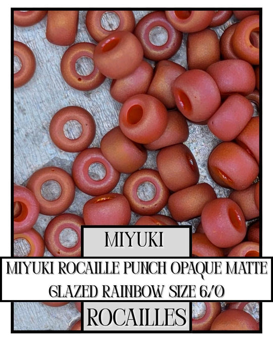 Miyuki Rocaille Beads – Size 6/0 Matte Finish Seed Beads with Rainbow Glaze