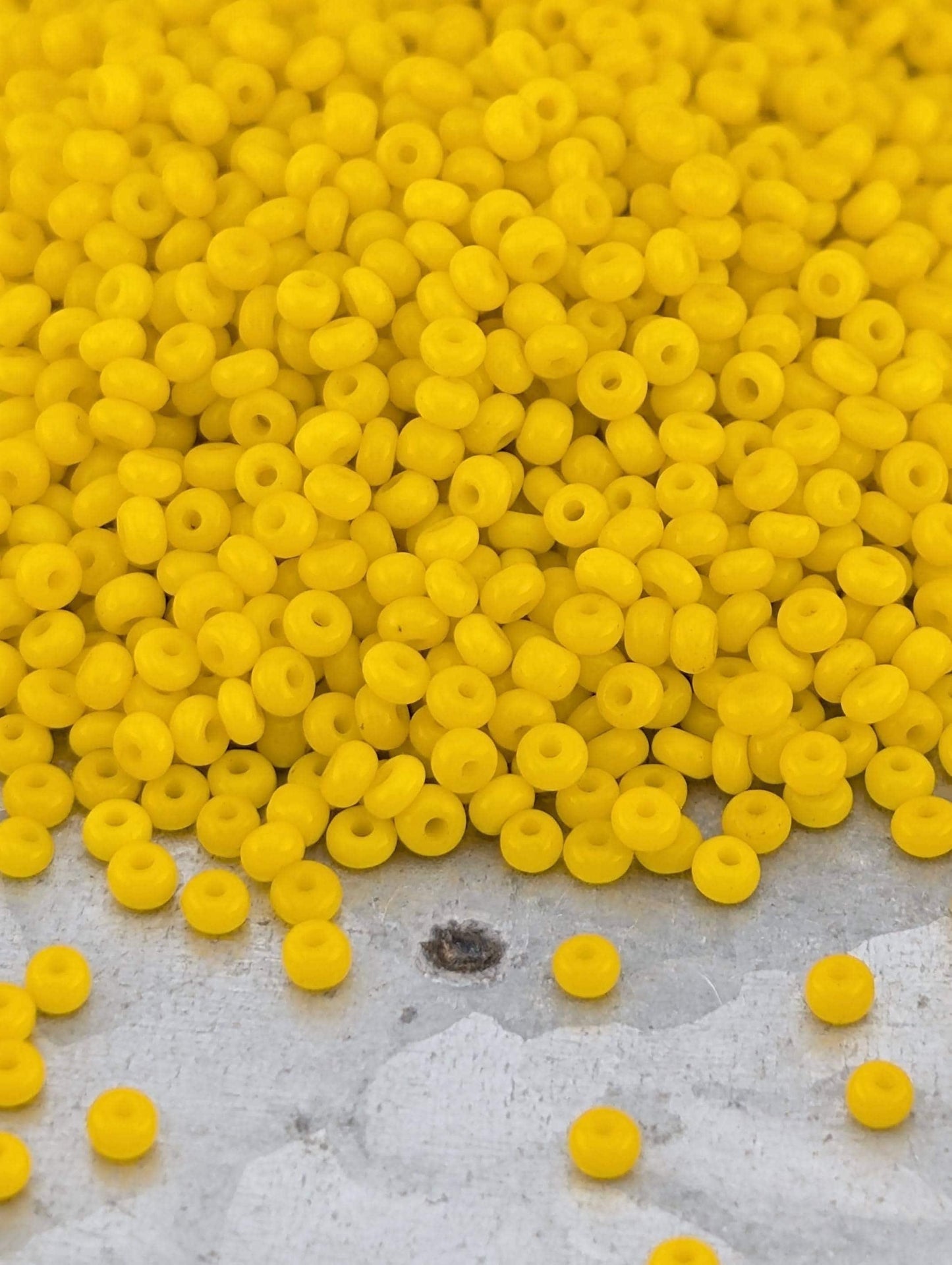 Opaque Canary Yellow Beads – Preciosa Seed Beads Size 10/0 | 20g Glass Package