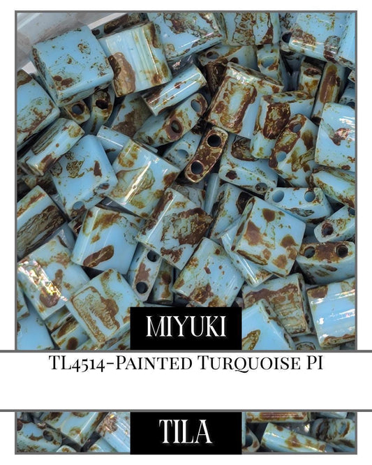 Miyuki Tila Beads – Painted Turquoise 2-Hole Flat Beads for Jewelry Making