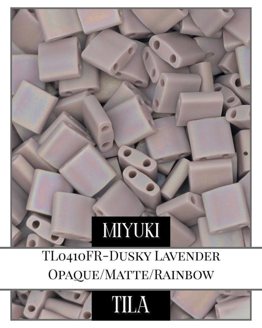 Miyuki Tila Beads Dusky Lavender - 7.5g Opaque Matte Flat 2-Hole Beads Kit