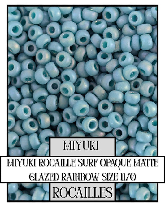 Miyuki Rocaille Beads – Size 11 Seed Beads with Opaque Matte Rainbow Glaze Finish