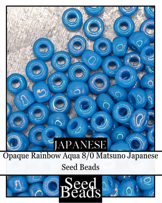 Opaque Rainbow Aqua Beads 8/0 Seed Bead Size | Japanese Frosted Spacer Beads