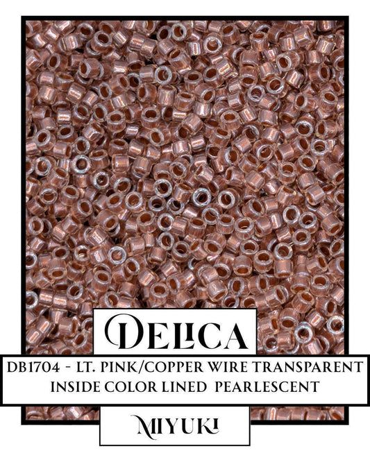 Miyuki Delica Beads - Japanese Glass Seed Beads 11/0, Light Pink Copper Pearl Finish