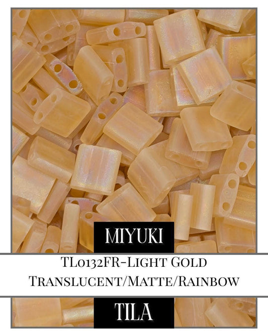 Miyuki Tila Beads – Light Gold Flat Two Hole Beads | 7.5g Package for Bracelet Making