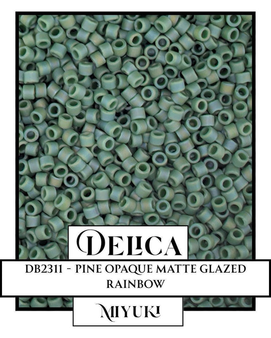 Miyuki Delica Beads 11/0 Pine Opaque Matte - Glazed Rainbow Style, 7g
