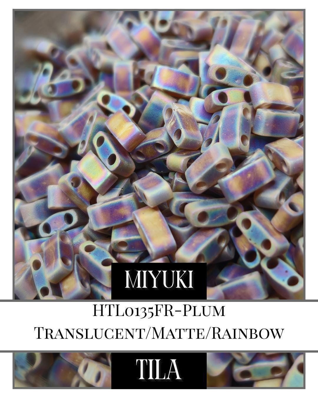 Miyuki Tila Beads - Plum Bead Mix | Matte Translucent 2-Hole Flat Square Beads