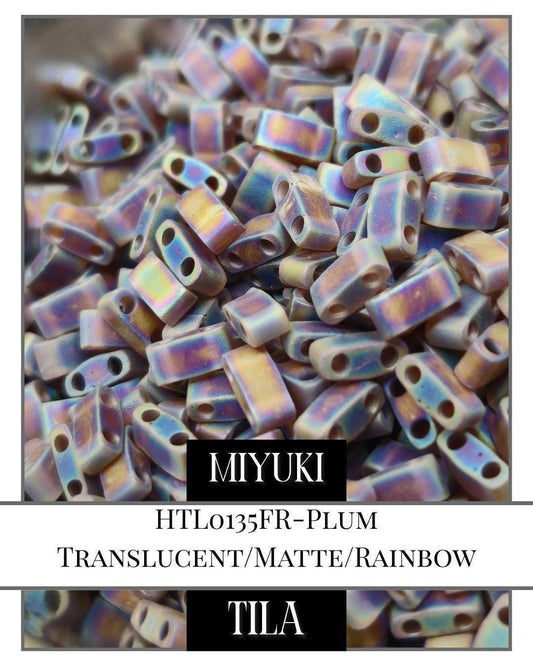 Miyuki Tila Beads - Plum Bead Mix | Matte Translucent 2-Hole Flat Square Beads