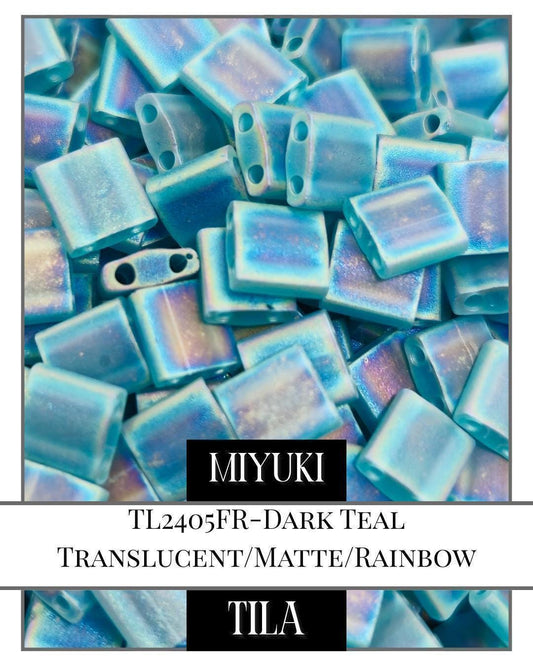 Miyuki Tila Beads - Dark Teal 7.5g Pack | Flat 2-Hole Jewelry Making Beads