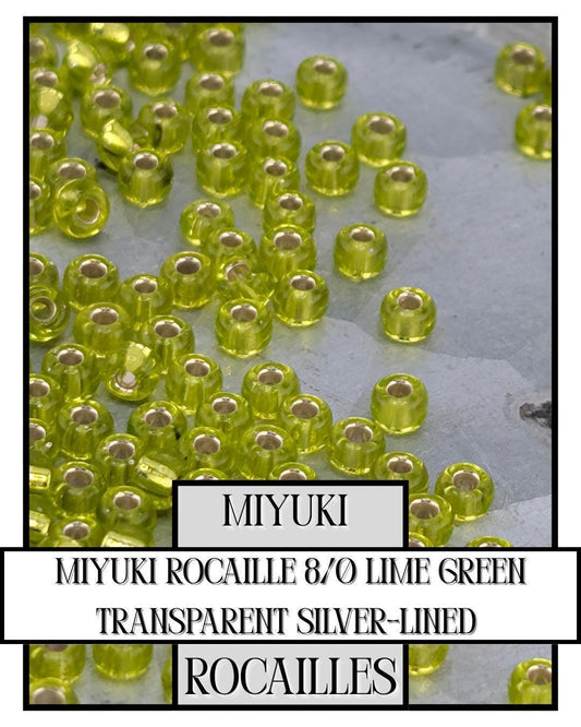 Miyuki Rocaille Beads - Lime Green 3mm Silver-Lined Glass Seed Beads for Jewelry