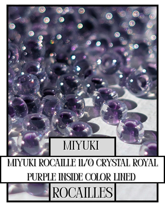 Miyuki Rocailles Beads 11/0 Seed Beads Tube - Crystal Royal Purple Inside Color Lined
