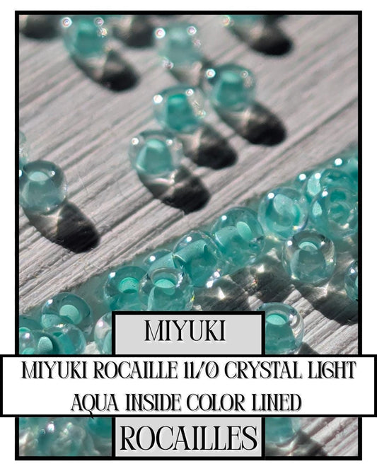 Miyuki Rocailles Beads 11/0 Seed Beads Tube Crystal Light Aqua Inside Color Lined