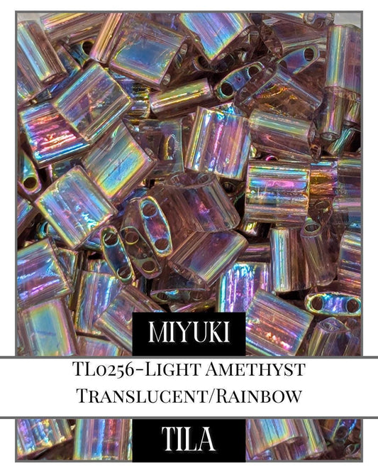 Miyuki Tila Beads – Light Amethyst 7.5g Package | 2-Hole Seed Beads for Jewelry Making