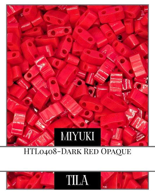 Miyuki Tila Beads Dark Red 2-Hole Flat Square Beads 7.5g Package for Jewelry Making