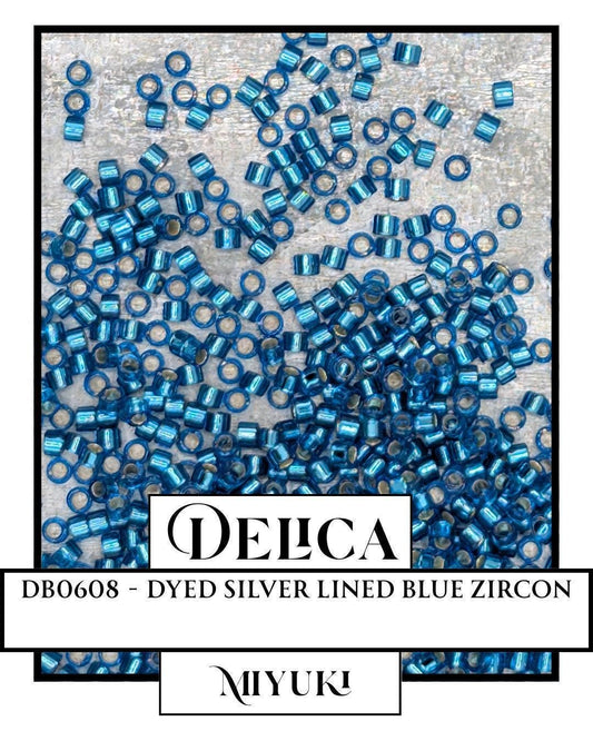 Miyuki Delica Beads – Blue Zircon Silver Lined 11/0 Glass Seed Beads, 7g