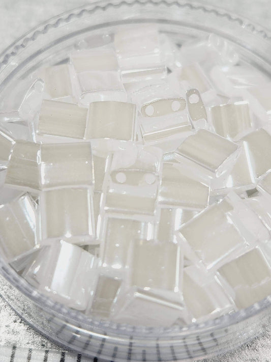 Miyuki Tila Beads - White 7.5g Crafting Bead Pack | Genuine Glass Seed Beads