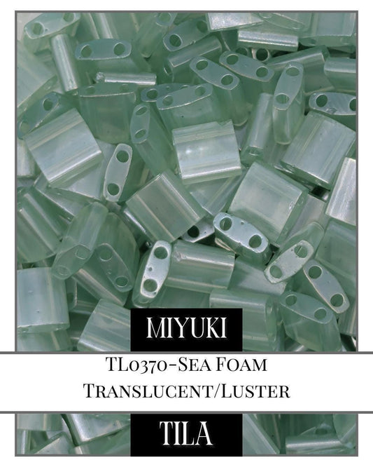 Miyuki Tila Beads – Sea Foam Two Hole Flat Tile Beads | 7.5g Package