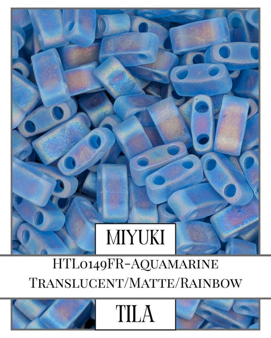 Miyuki Tila Beads – Aquamarine Half Tila Beads | Matte Translucent Rainbow Effect