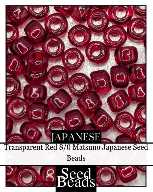 Transparent Red Seed Beads 8/0 - Japanese Matsuno Frosted Glass Beads for Jewelry