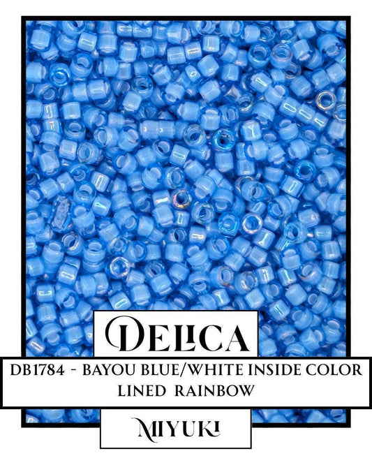 Miyuki Delica Beads - Japanese Glass Seed Beads Size 11/0 | Bayou Blue White ICL/R