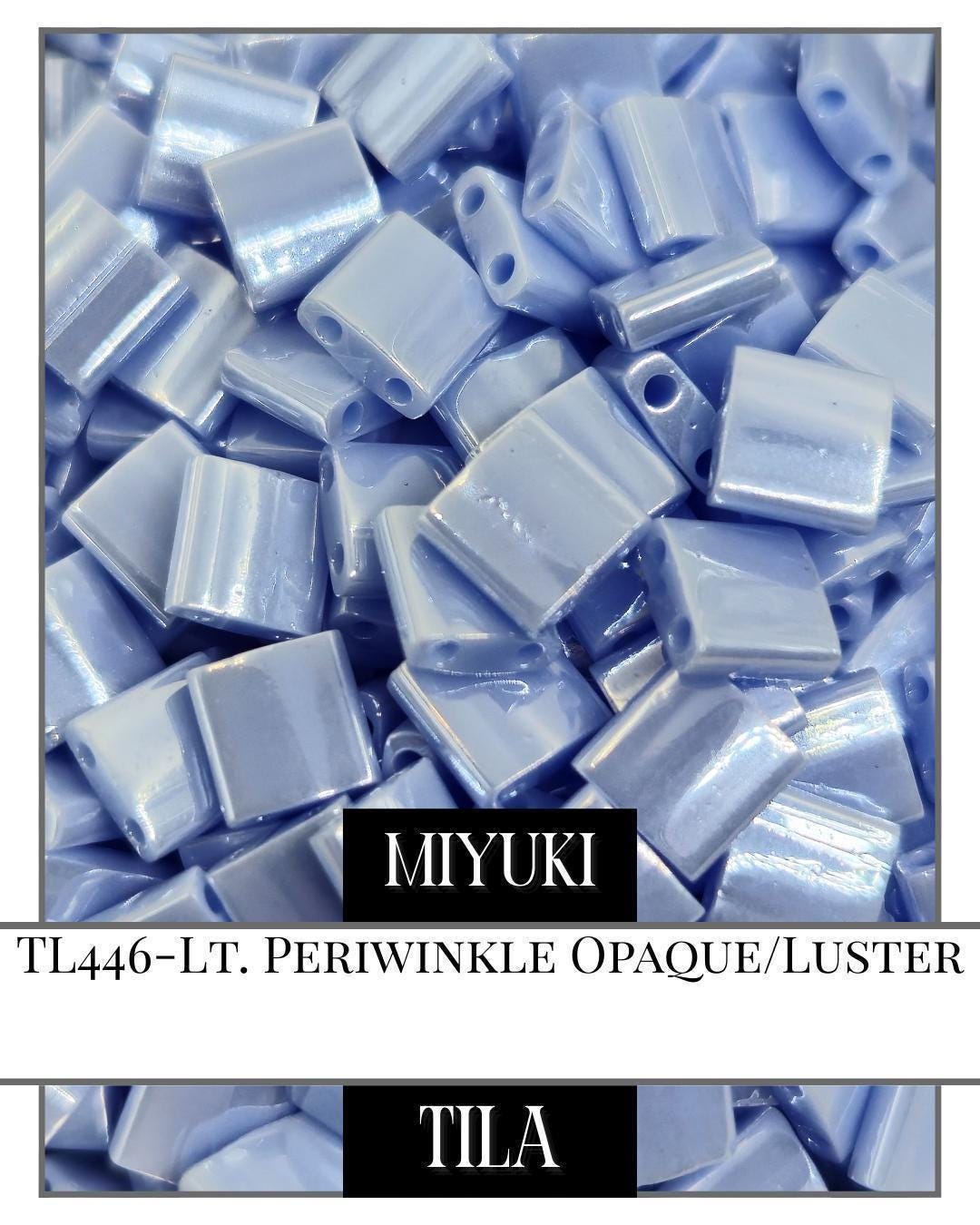 Miyuki Tila Beads – Lt Periwinkle Opaque Luster Flat Two-Hole Beads 7.5g Package