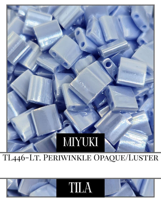 Miyuki Tila Beads – Lt Periwinkle Opaque Luster Flat Two-Hole Beads 7.5g Package