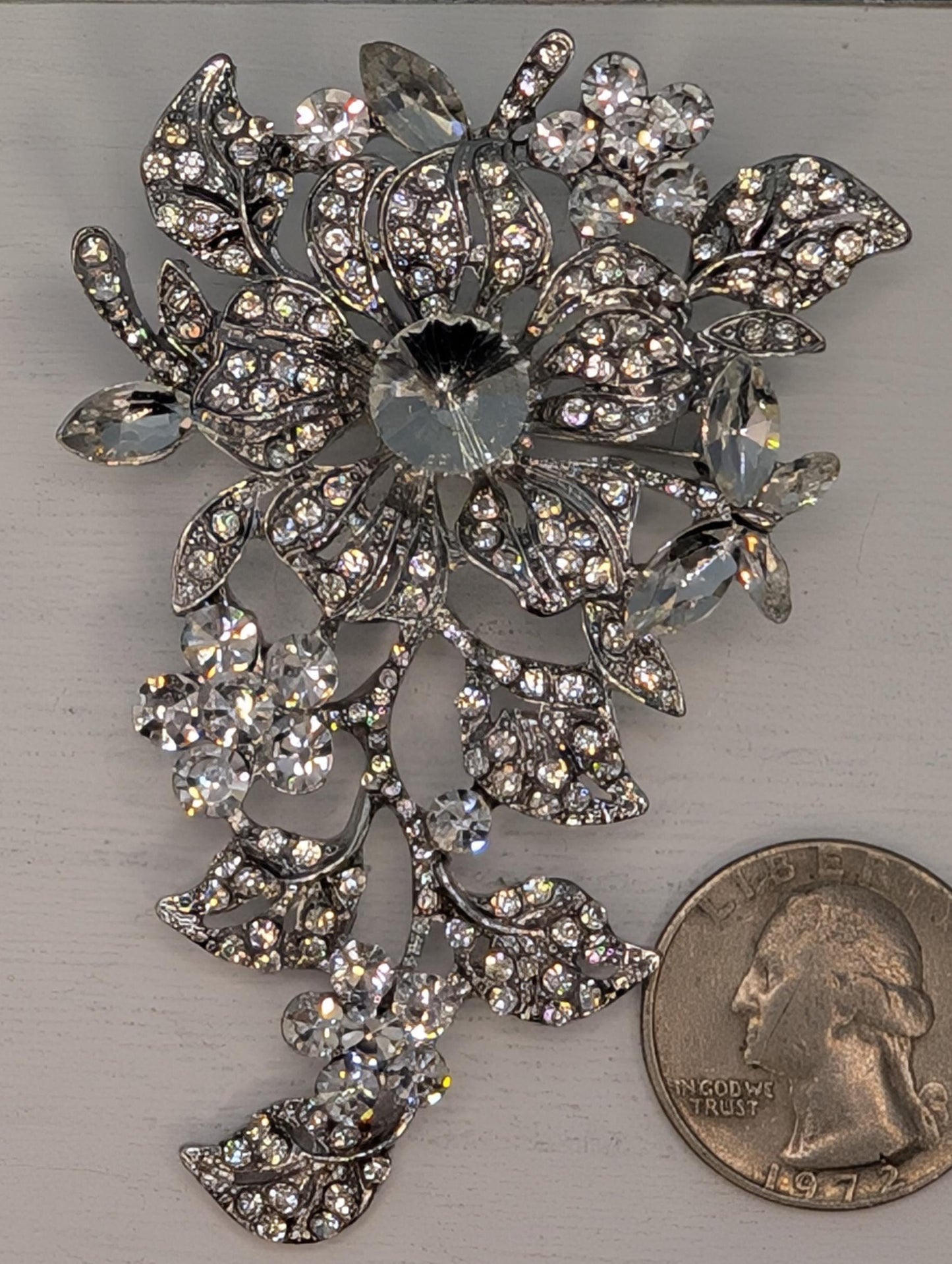Silver Plated Brooch - Flower Cubic Zirconia Decorative Pin, Elegant Gift For Her