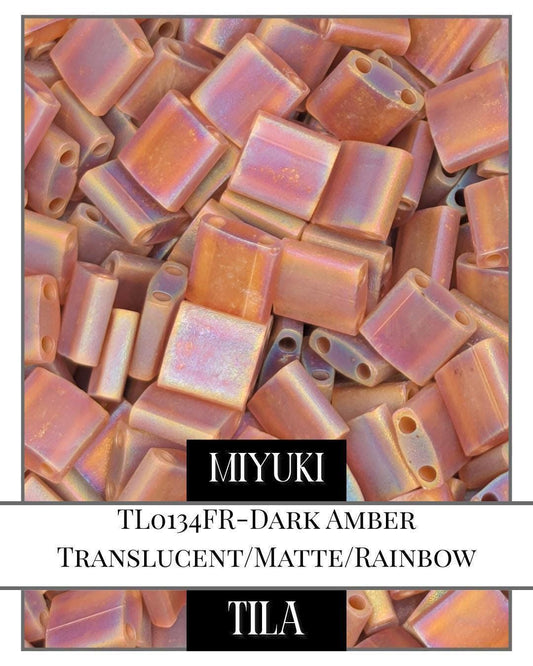Miyuki Tila Beads – Dark Amber Flat Two Hole Beads | 7.5g Bead Package