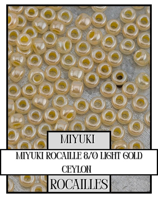 Miyuki Rocaille Beads - Light Gold 8/0 Seed Beads for Jewelry Making