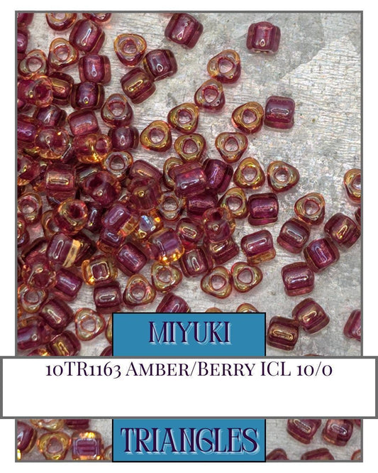 Miyuki Triangle Beads – Amber Berry Sparkle Size 10/0 – Bulk 10g Pack