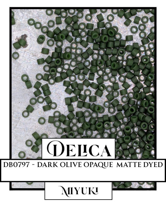 Miyuki Delica Beads - Dark Olive 11/0 Size Japanese Glass Seed Beads | 7g