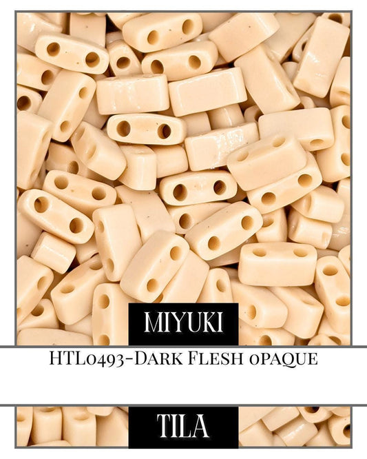 Miyuki Tila Beads - Dark Flesh 2-Hole Flat Beads for Elegant DIY Jewelry