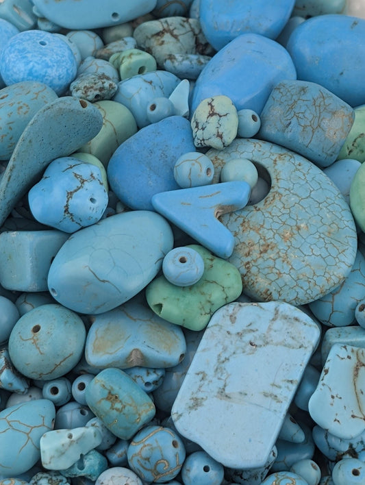 Turquoise Gemstone Beads - Howlite & Wagnerite Mix | Natural Jewelry Supplies