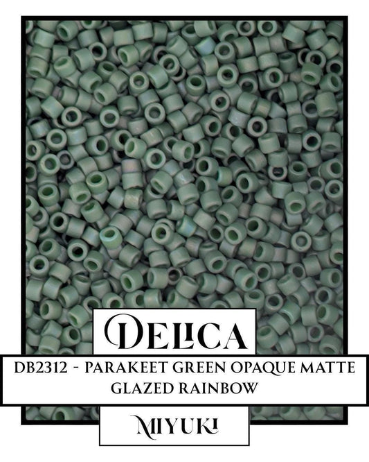 Miyuki Delica Seed Beads - Parakeet Green 11/0 Opaque Matte Glazed Rainbow - 7.5g