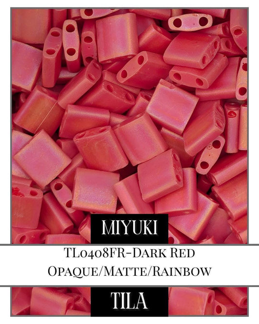 Miyuki Tila Beads - Dark Red Opaque Matte 2-Hole Flat Beads for Jewelry Making