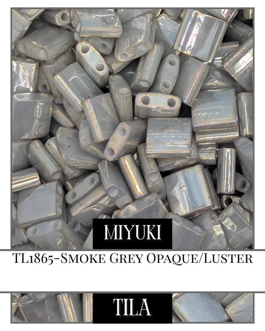 Miyuki Tila Beads – Smoke Grey Opaque Luster | 7.5g Beading Supply Pack