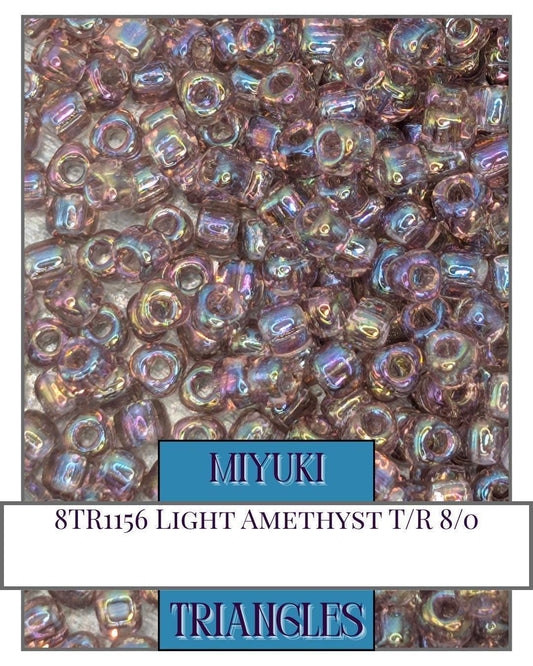 Miyuki Triangle Beads - Light Amethyst Seed Beads with Translucent Rainbow Finish for Jewelry Craft Supplies