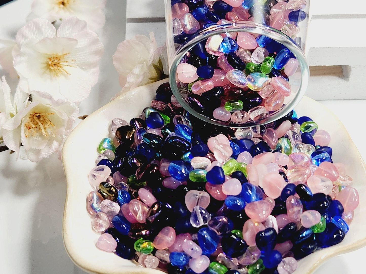 Czech Glass Heart Beads – Bulk Glass Beads Mix for Jewelry Making Crafts