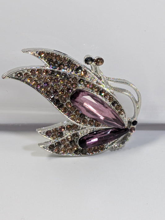 Silver Purple Topaz Brooch – Lightweight Decorative Pin Accessory for DIY Bag Charm
