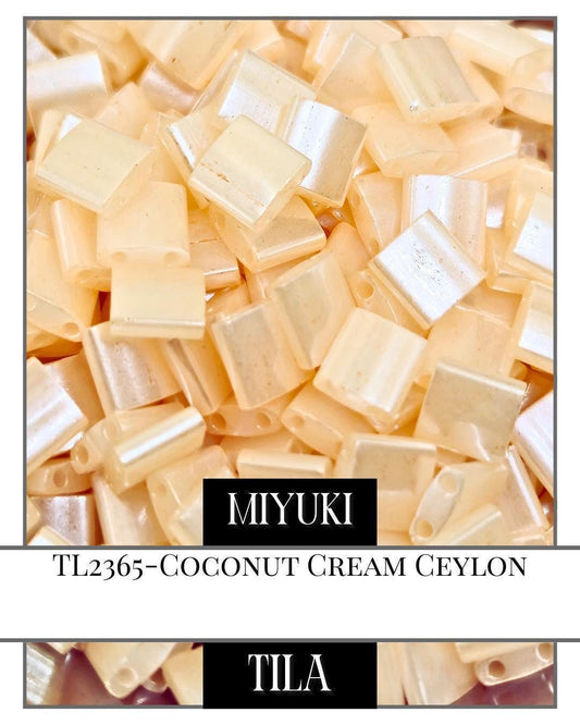 Miyuki Tila Beads – Coconut Cream 2-Hole Flat Beads for DIY Jewelry Supplies