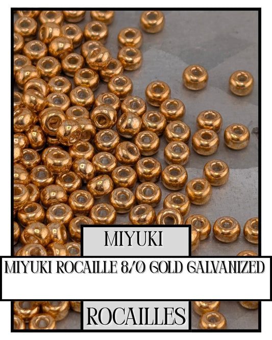 Miyuki Rocaille Beads - Gold Galvanized 8/0 Seed Beads for Jewelry Making