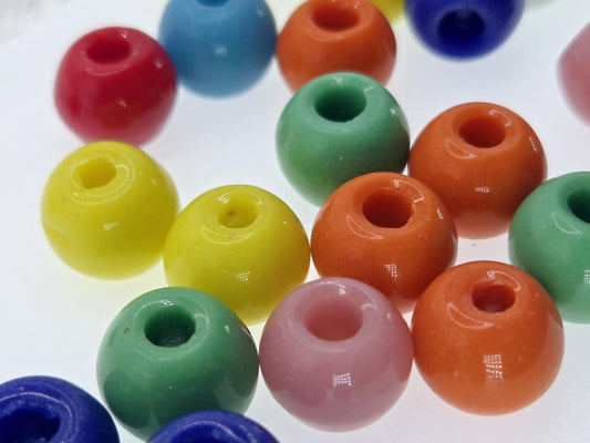 10mm Large Hole Beads - Round Glass Beads for DIY Jewelry Making Kit