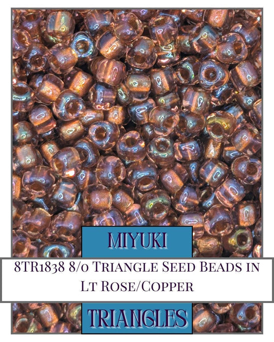 Miyuki Triangle Beads - 8/0 Light Rose Copper Triangle Seed Beads for Jewelry Making