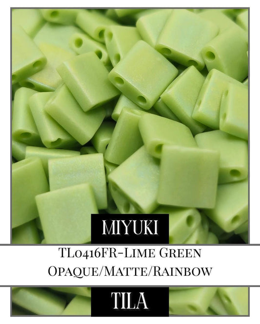 Miyuki Tila Beads – Lime Green Opaque Matte Rainbow 7.5g Jewelry Craft Kit