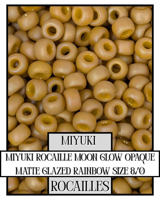 Miyuki Rocaille Beads - Moon Glow Opaque Matte Rainbow Glaze, Size 8/0 Crafting