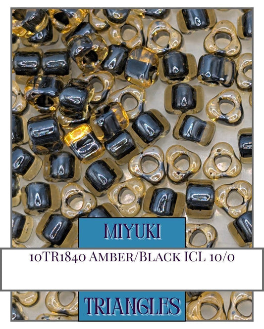 Miyuki Triangle Beads | Amber Black Inside Color Lined Seed Beads for Jewelry