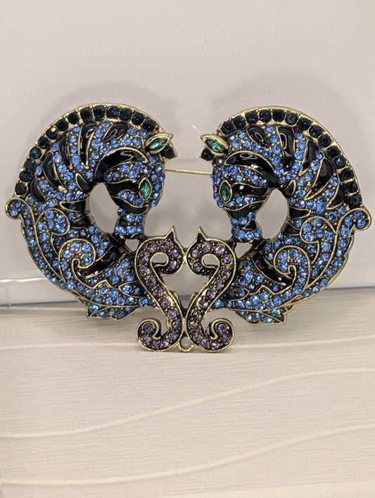 Blue Rhinestone Brooch – Seahorse Decorative Pin, Unique Gift Idea, Fashion Accessory